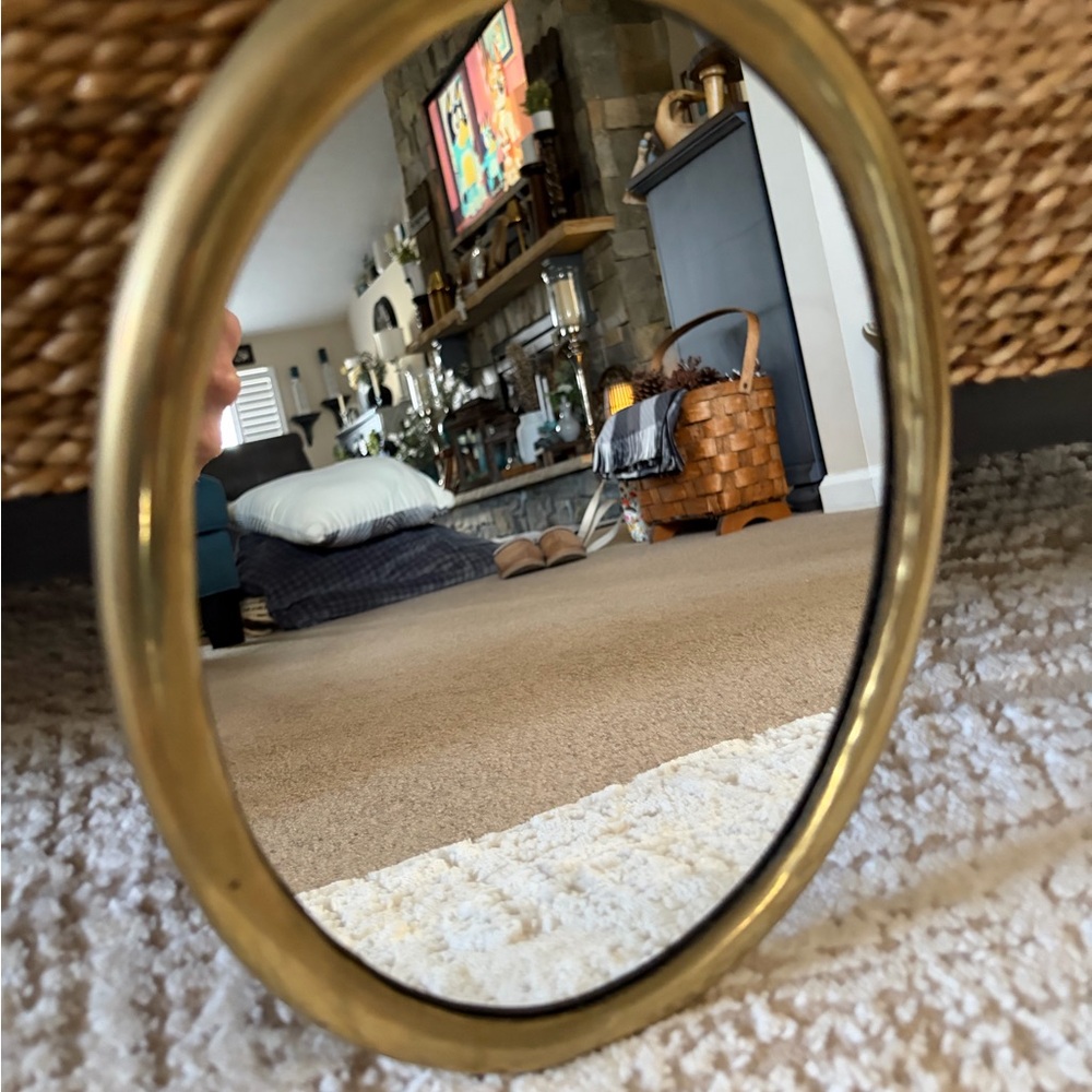 Vintage small  Brass Oval Wall Mirror perfect for a gallery wall